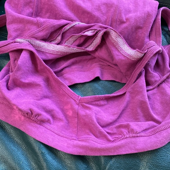 Prana Camisole Hemp cotton stretch ruffle shelf bra pink purple magenta medium M - Picture 9 of 11